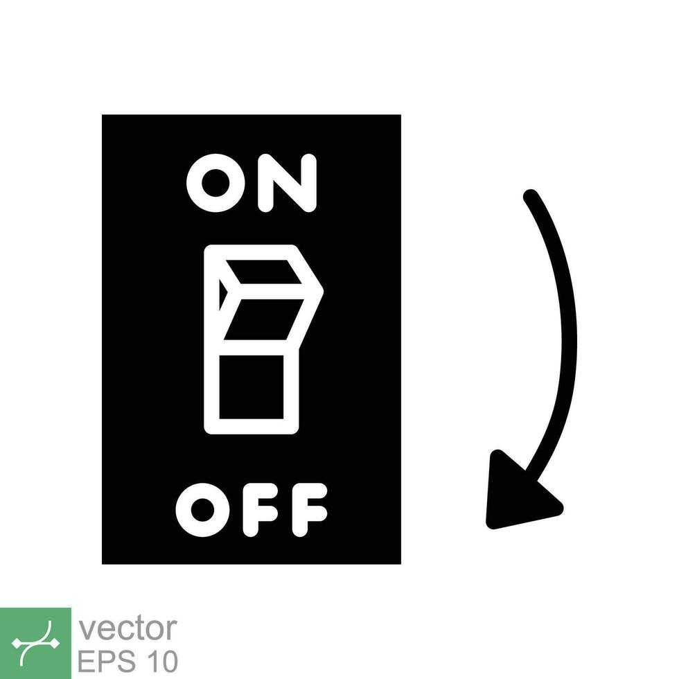 Light off, electric switch icon. Simple solid style. Power turn off button, toggle switch of position concept for web and app. Glyph vector illustration isolated on white background. EPS 10.