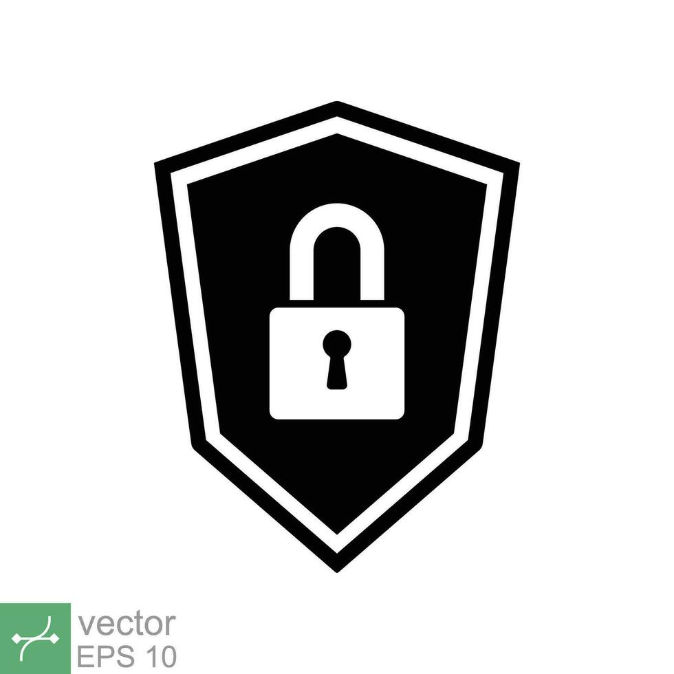 Security icon. Simple solid style. Shield secure, privacy protect, guarantee safe, network guard, safety concept. Glyph vector illustration symbol isolated on white background. EPS 10.