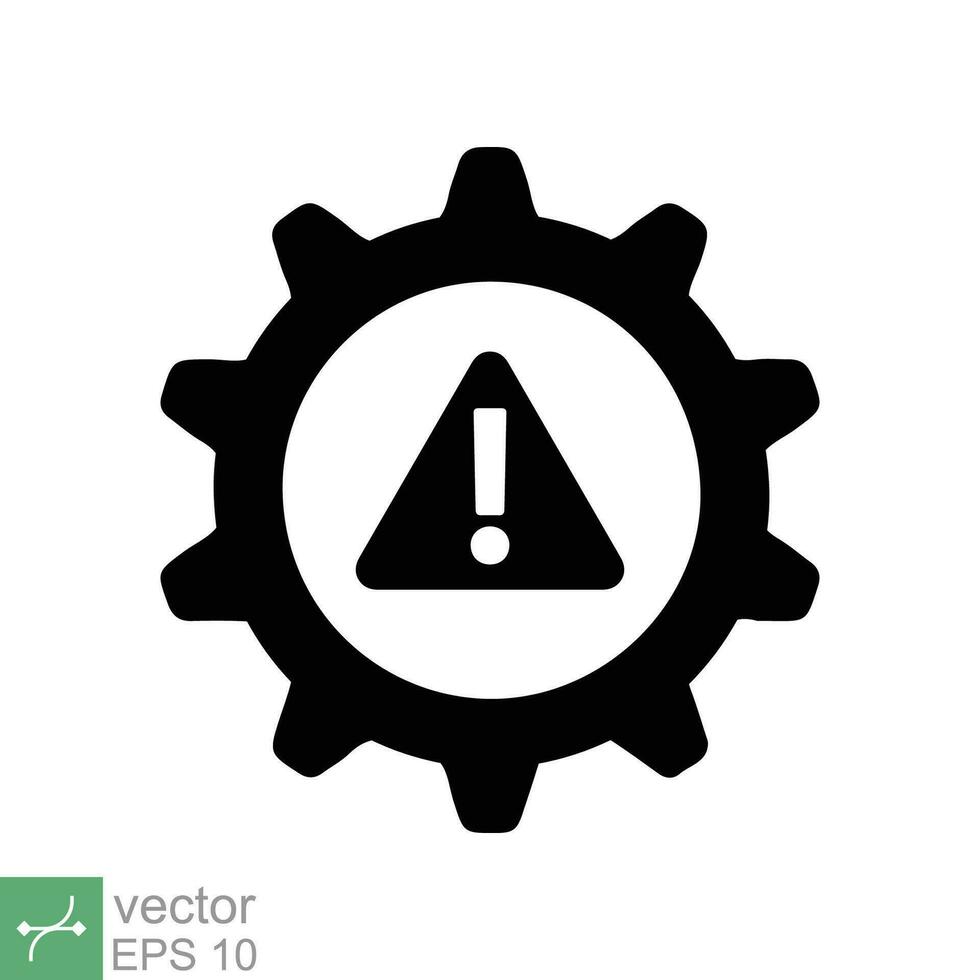 System error icon. Simple solid style. Risk alert, failure, mechanical gear engine, trouble service, caution, technology concept. Glyph vector illustration isolated on white background. EPS 10.