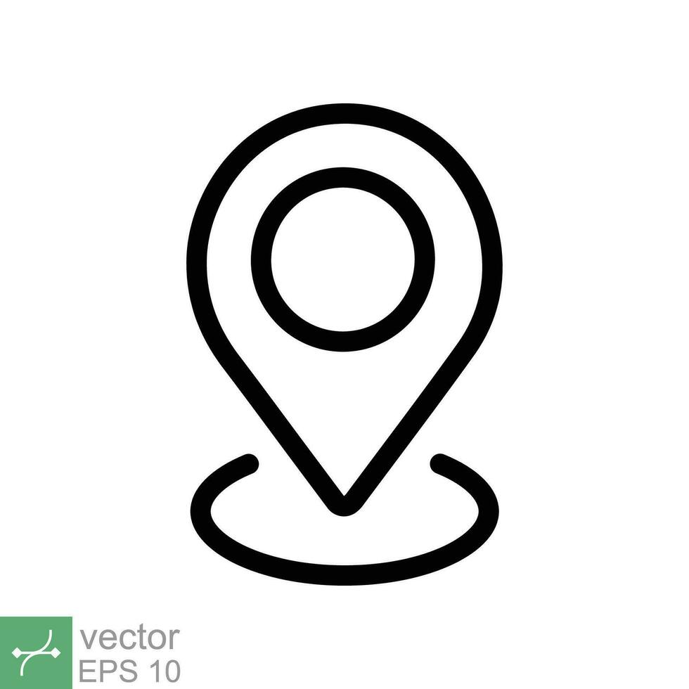 Pin location icon. Simple outline style. Map marker, place position, globe label, gps technology concept. Thin line vector illustration isolated on white background. EPS 10.