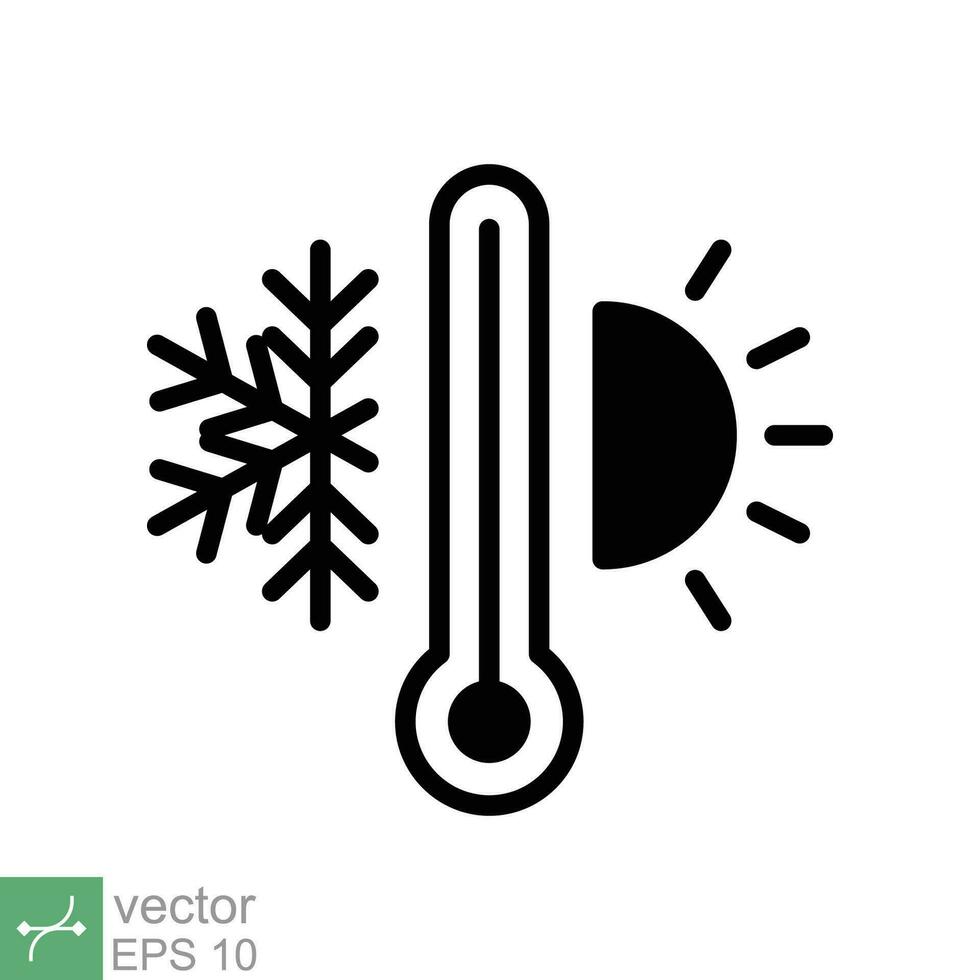 Weather temperature thermometer icon. Simple solid style sign for web and app. Thermometer with cold and hot symbol. Glyph vector illustration isolated on white background. EPS 10.