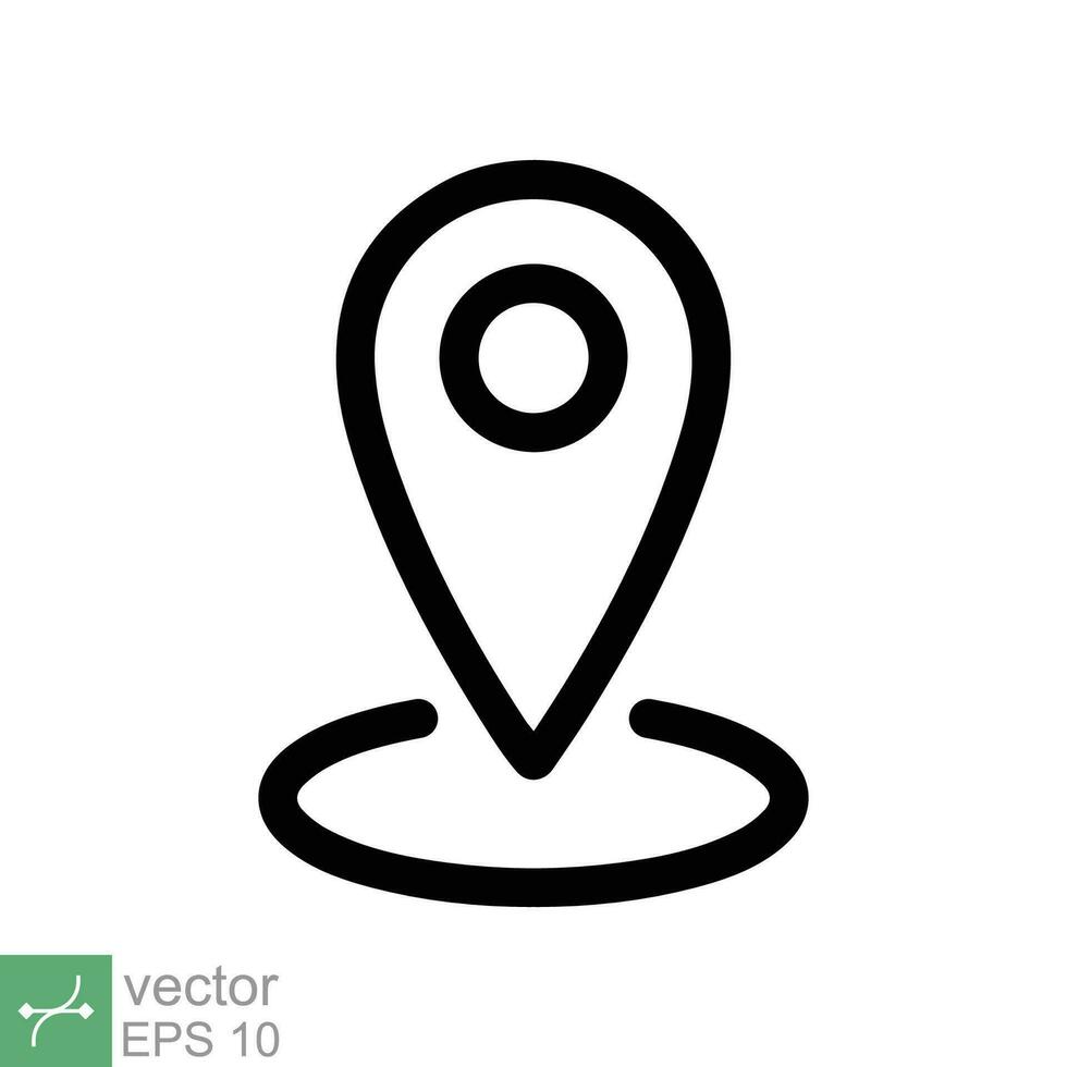 Pin location icon. Simple outline style. Map marker, place position, globe label, gps technology concept. Thin line vector illustration isolated on white background. EPS 10.