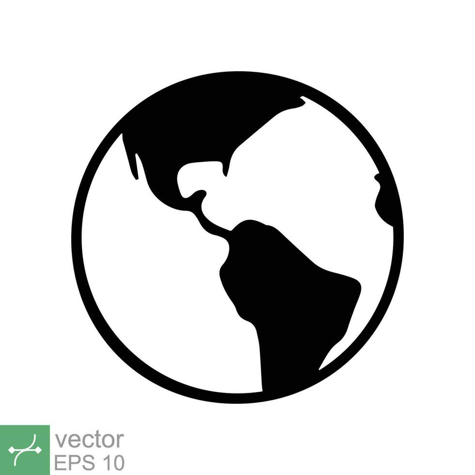 Planet earth icon. Simple flat style. World globe, international, round map, web symbol concept. Vector illustration isolated on white background. EPS 10.