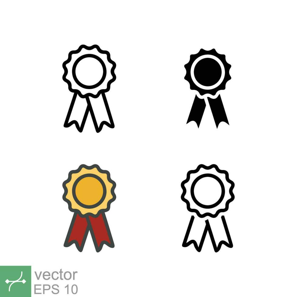 Award icon set. Simple flat, outline, solid style. Reward, recognition, honor, merit, medal, ribbon, rosette Medal, winner concept. Vector illustration isolated on white background. EPS 10.