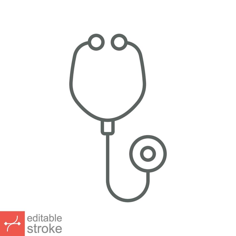 Stethoscope cardio device icon. Simple outline style. Medical, doctor equipment, health heart, hospital concept. Thin line vector illustration isolated on white background. Editable stroke EPS 10.