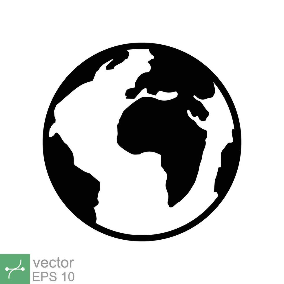 Planet earth icon. Simple flat style. World globe, international, round map, web symbol concept. Vector illustration isolated on white background. EPS 10.