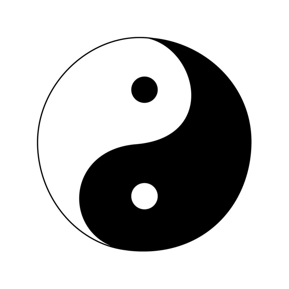 negro y blanco yin yang en un blanco antecedentes. vector