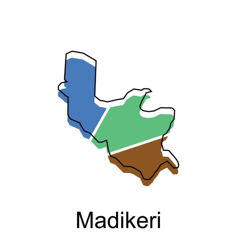 mapa de madikeri ciudad moderno sencillo geométrico, ilustración vector diseño modelo