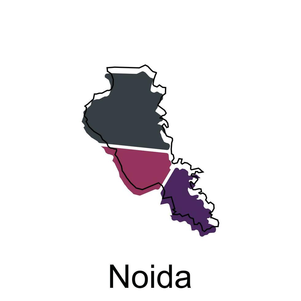 map of Noida vector design template, national borders and important cities illustration