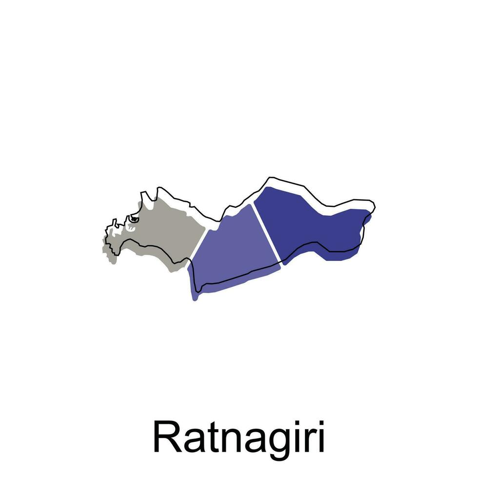 Ratnagiri City of India Country map vector illustration design template, vector with outline graphic sketch style on white background