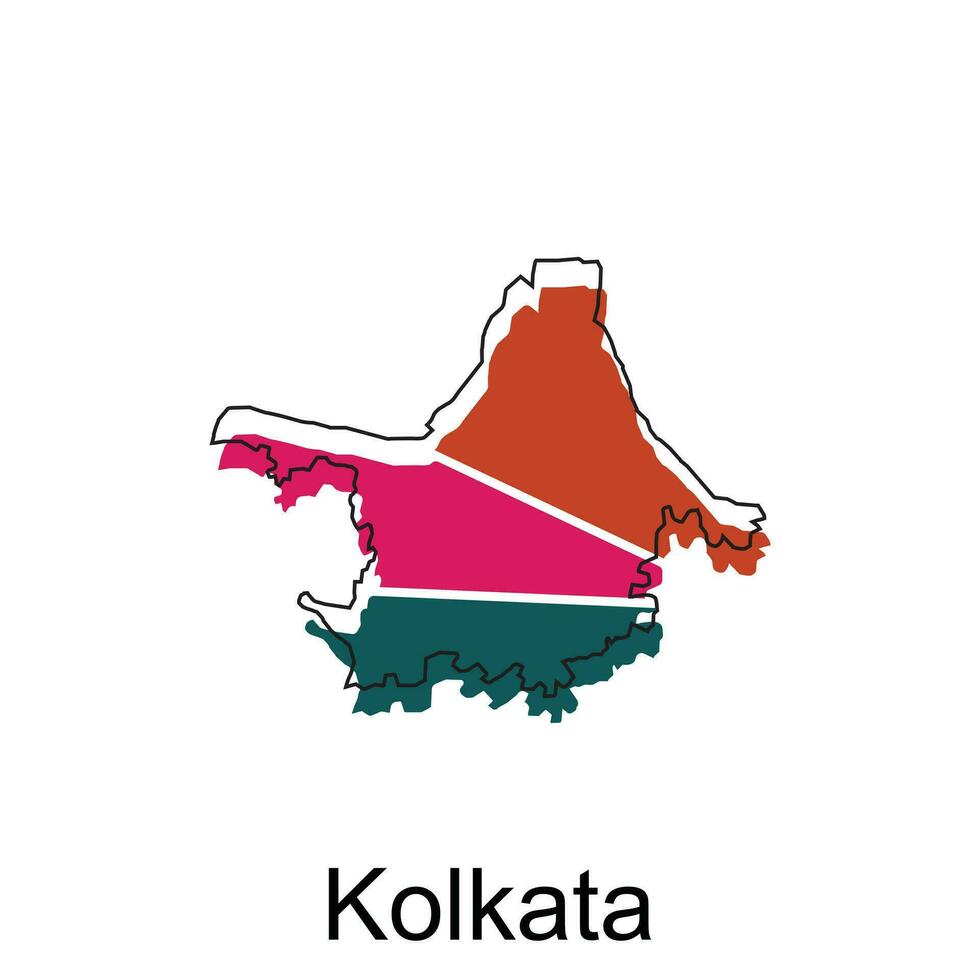 Map Of Kolkata City Modern Simple Geometric, illustration vector design template