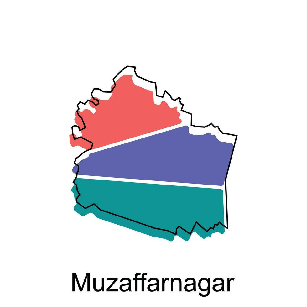 Muzaffarnagar City of India Country map vector illustration design template, vector with outline graphic sketch style on white background