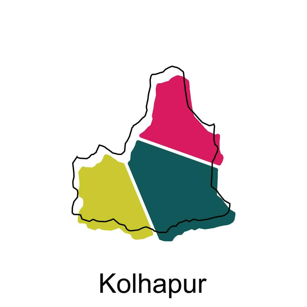 mapa de colhapur vector modelo con describir, gráfico bosquejo estilo aislado en blanco antecedentes