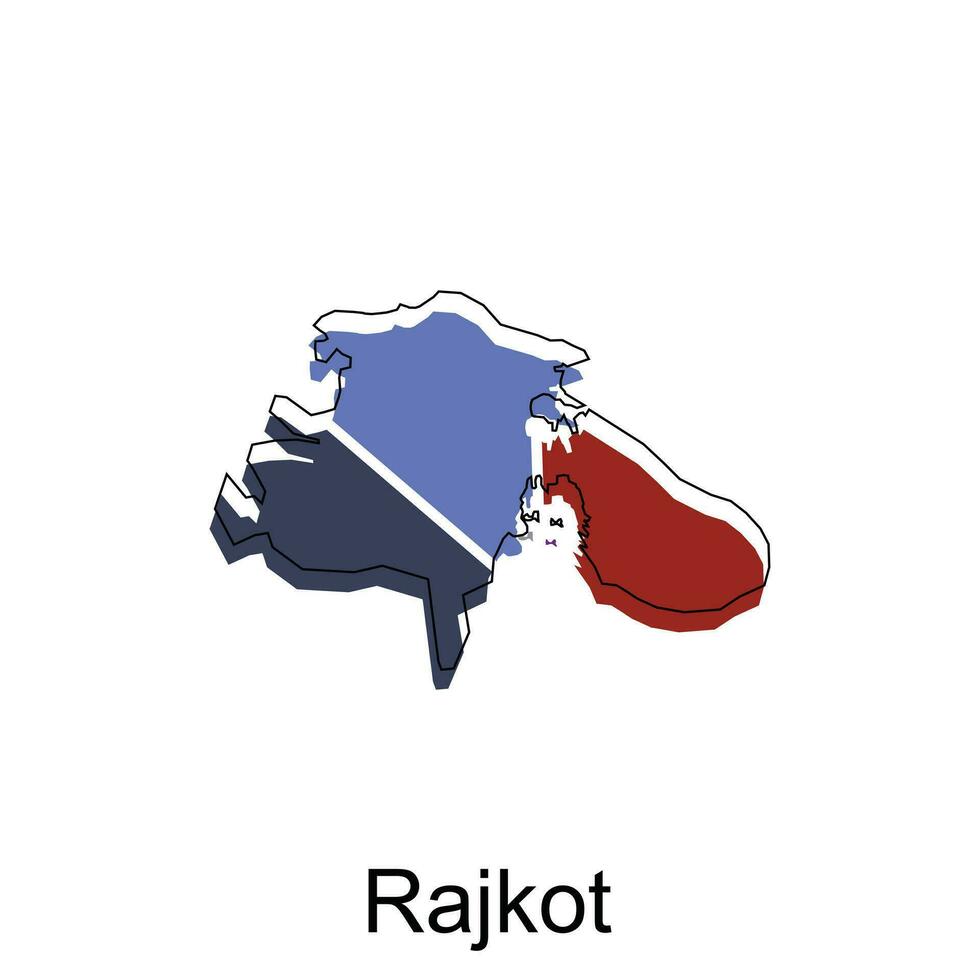 Rajkot City of India Country map vector illustration design template, vector with outline graphic sketch style on white background