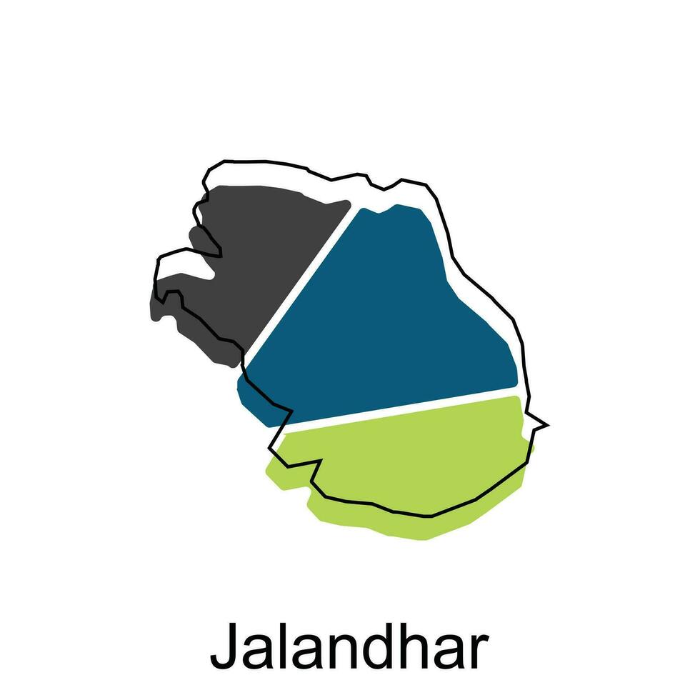 mapa de jalandhar ciudad moderno sencillo geométrico, ilustración vector diseño modelo