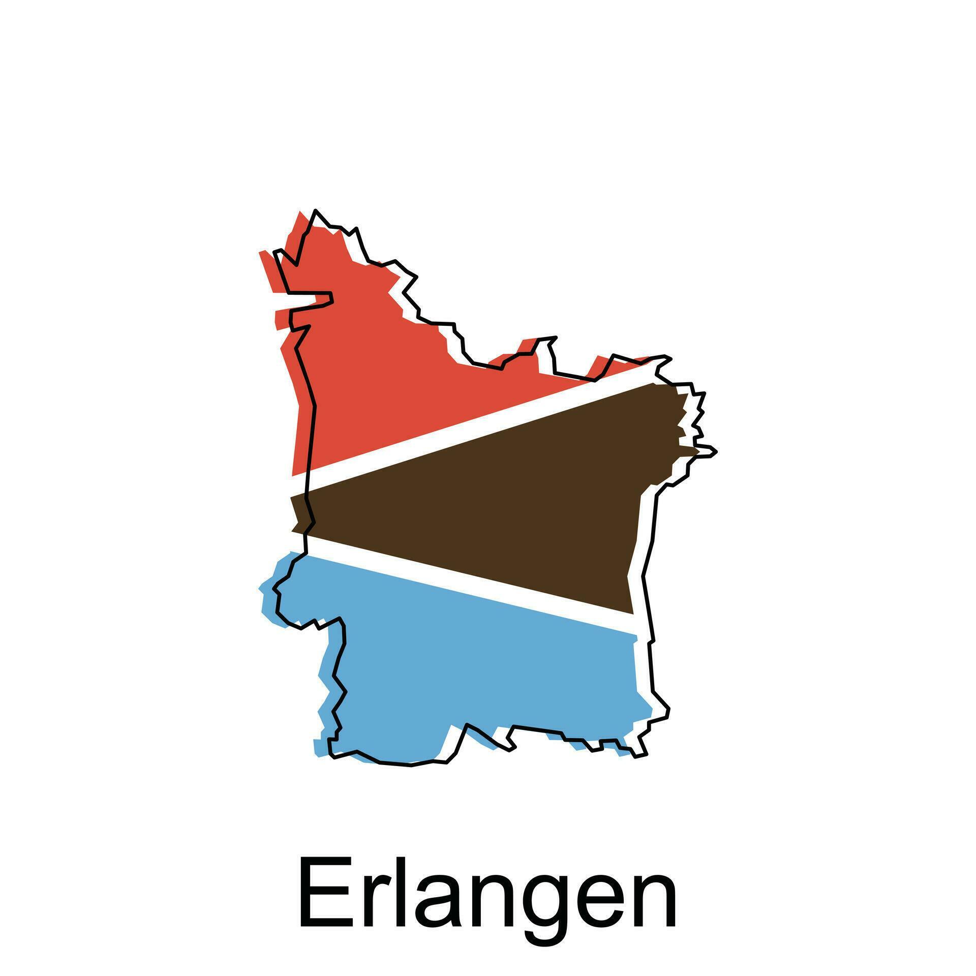 Erlangen City of German map vector illustration, vector template with ...