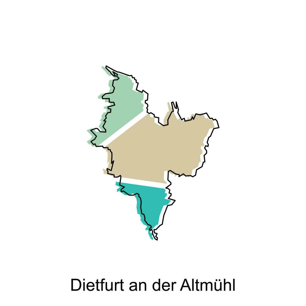 mapa de Dietfurt un der altmuhl vistoso geométrico contorno diseño, mundo mapa país vector ilustración modelo