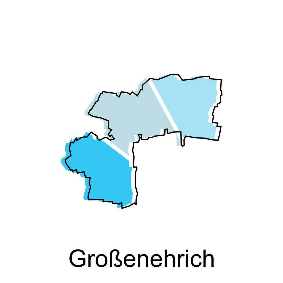 map of Grobenehrich geometric vector design template, national borders and important cities illustration