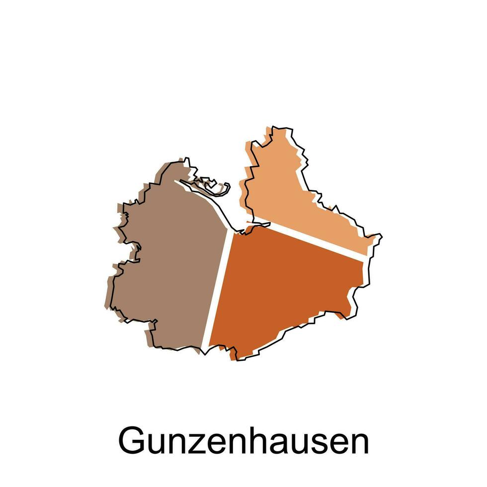 Map city of Gunzenhausen illustration design template, geometric colorful modern design vector