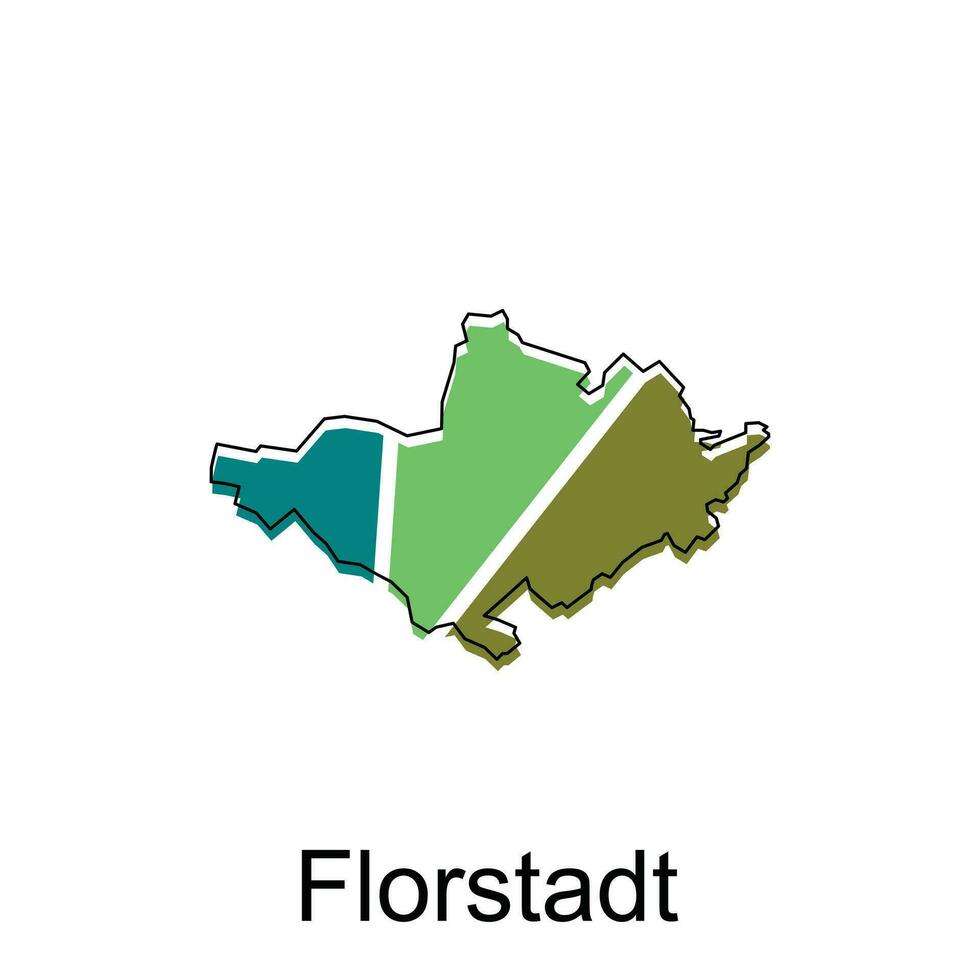 Florstadt City of German map vector illustration, vector template with outline graphic sketch style isolated on white background