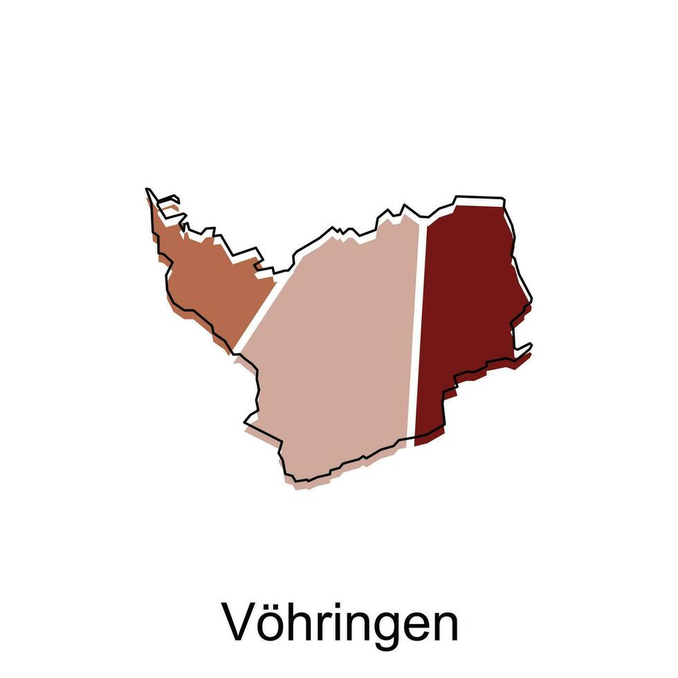 map of Vohringen geometric vector design template, national borders and important cities illustration