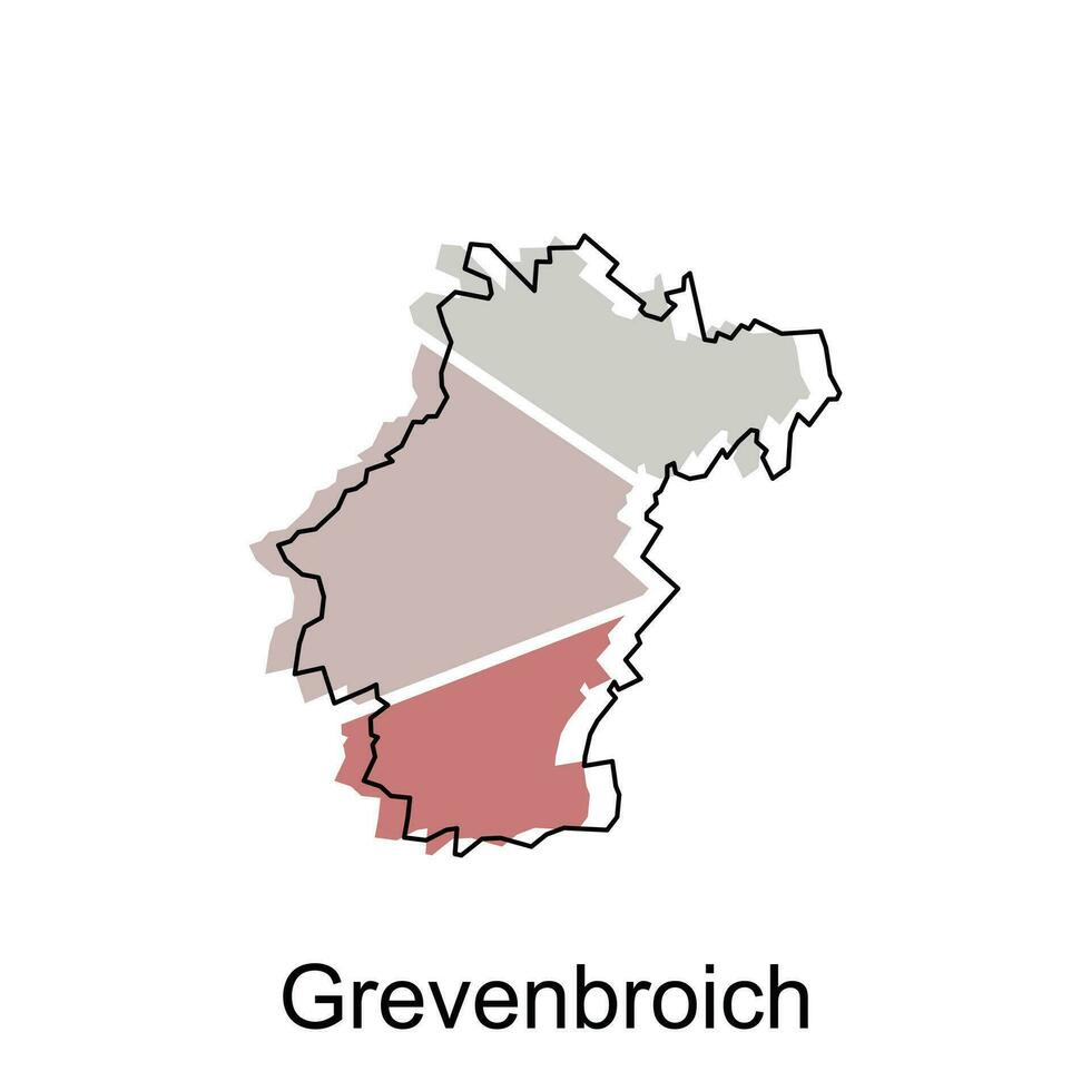 mapa de grevenbroich geométrico vector diseño plantilla, nacional fronteras y importante ciudades ilustración