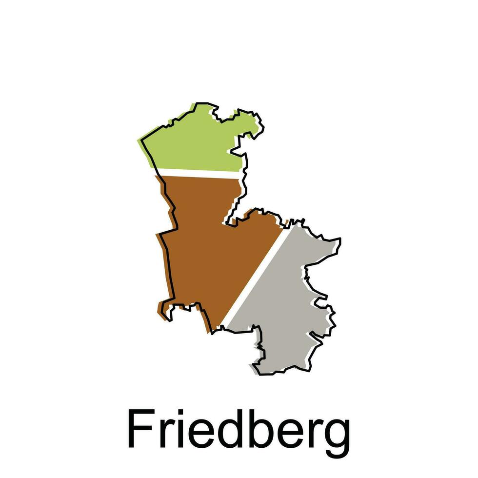 Friedberg ciudad de alemán mapa vector ilustración, vector modelo con contorno gráfico bosquejo estilo aislado en blanco antecedentes