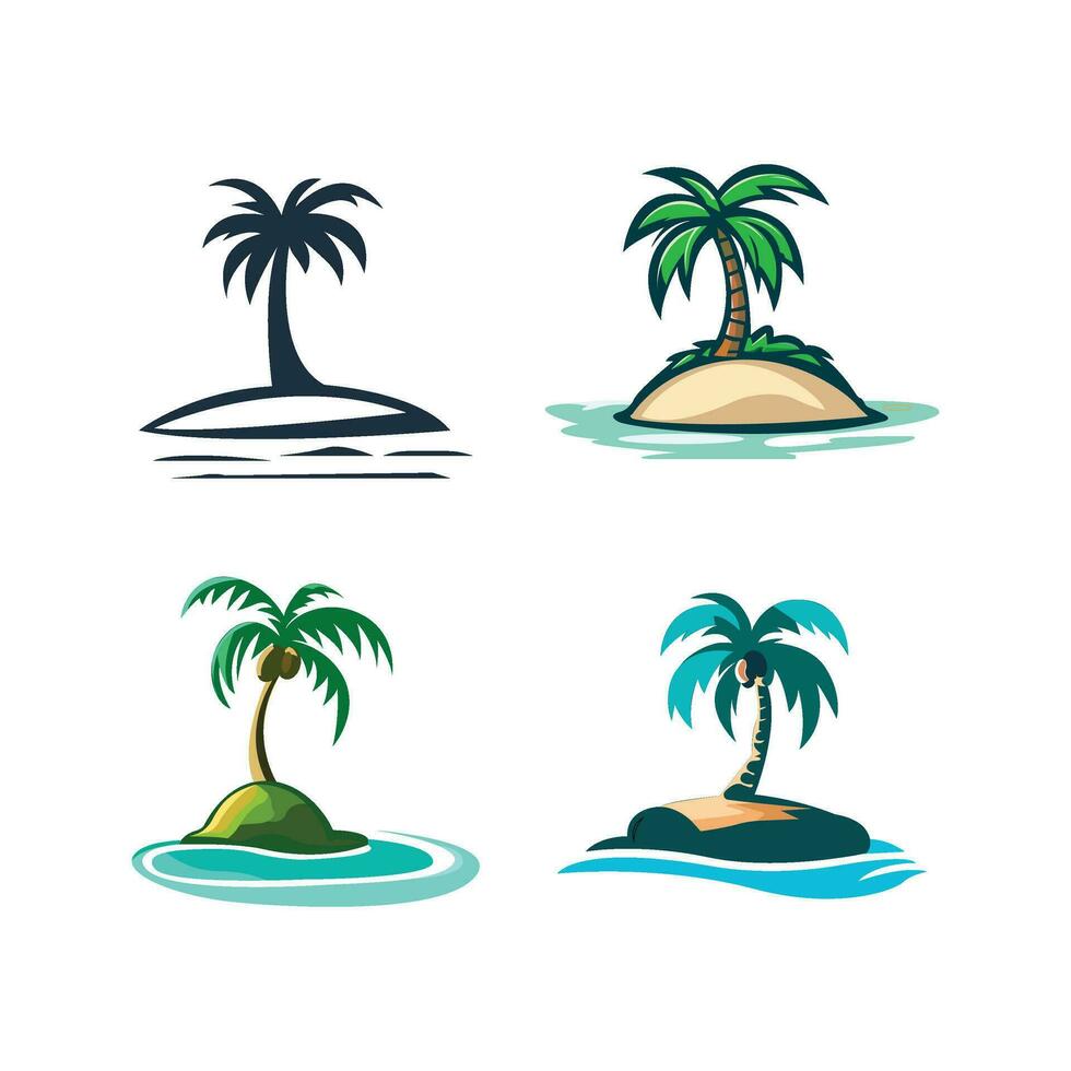 set of four palm icons isolated on white background vector