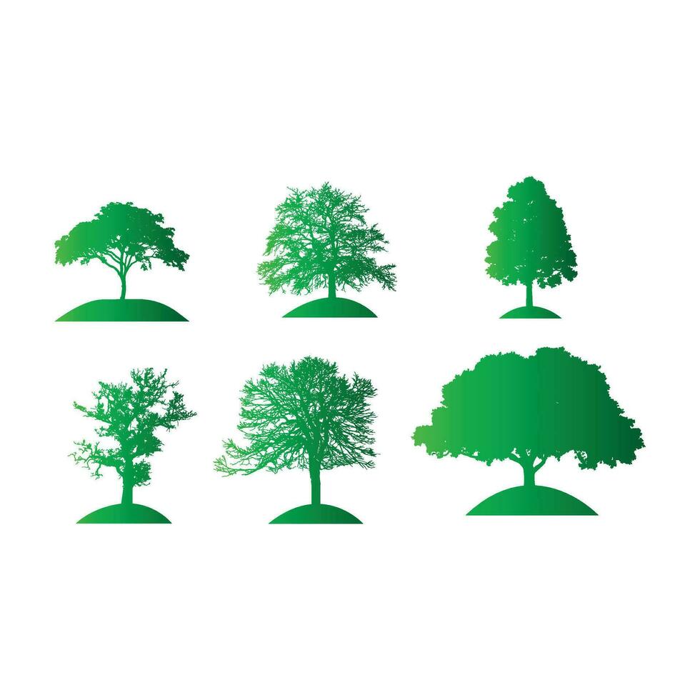 set of tree vectors isolated on white background
