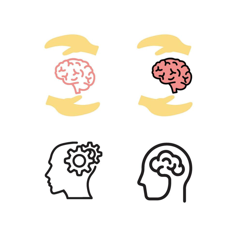 brain icons on white background vector
