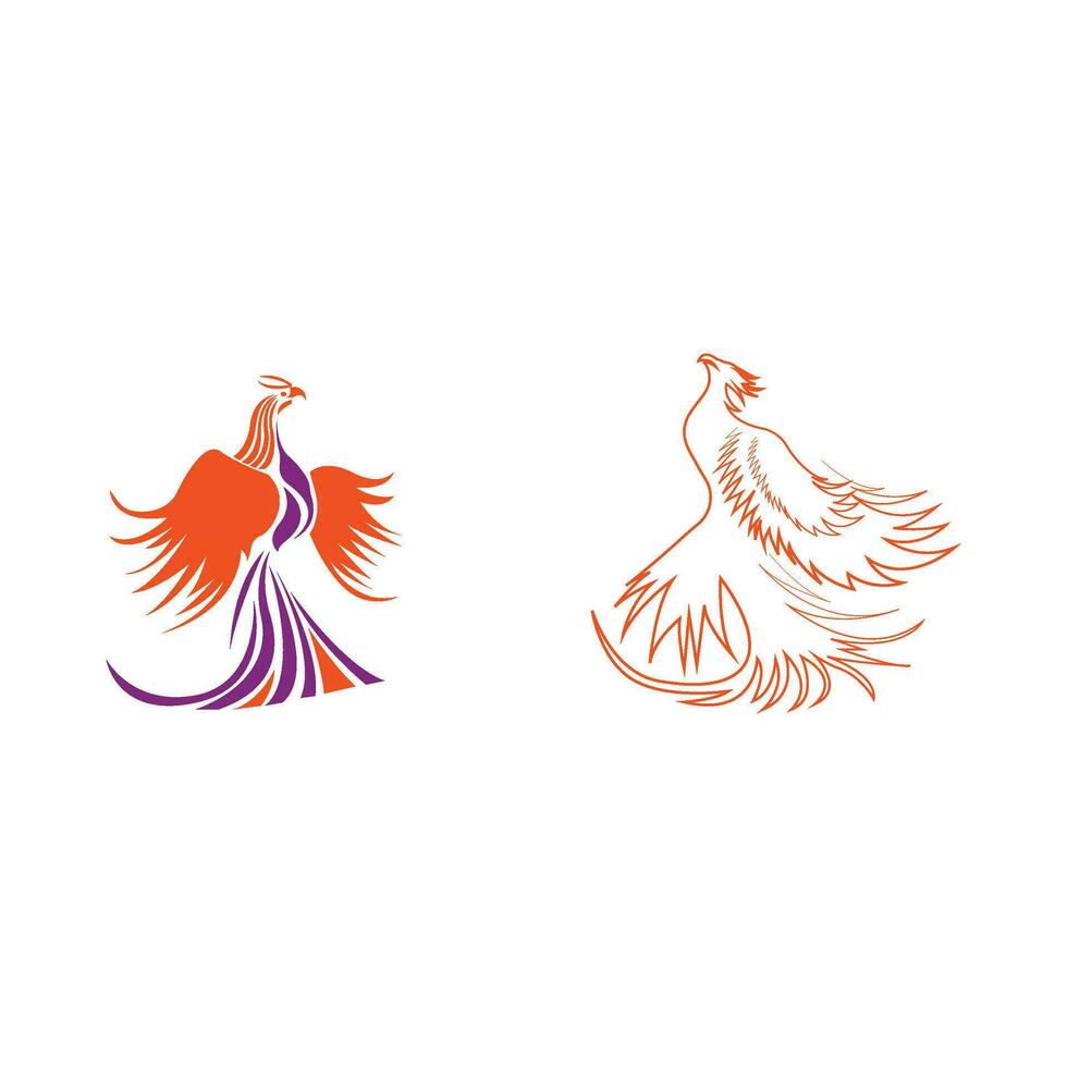 set of two abstract phoenix icons isolated on white background vector