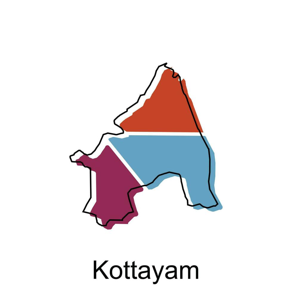 Map of Kottayam vector template with outline, graphic sketch style isolated on white background