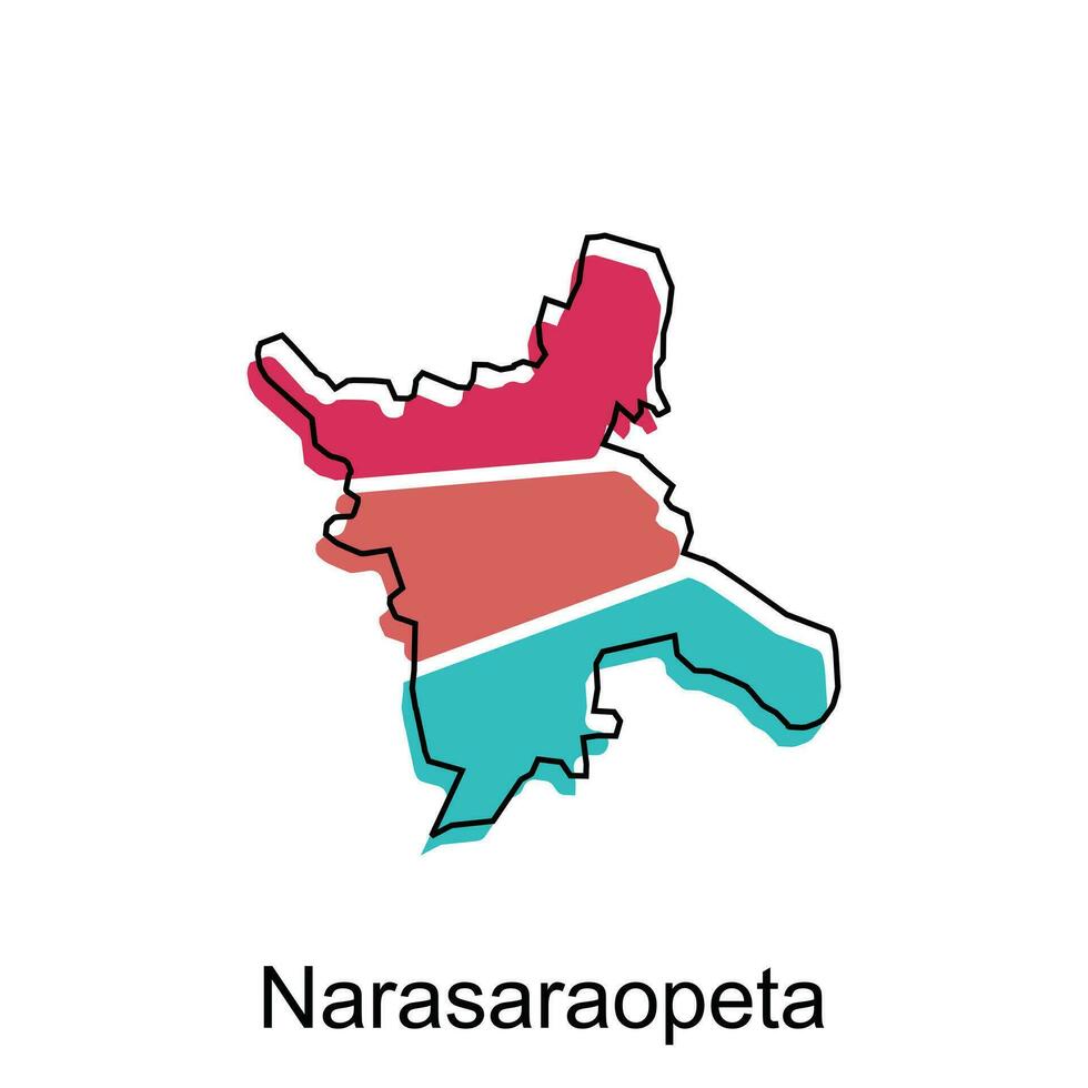 map of Narasaraopeta vector design template, national borders and important cities illustration