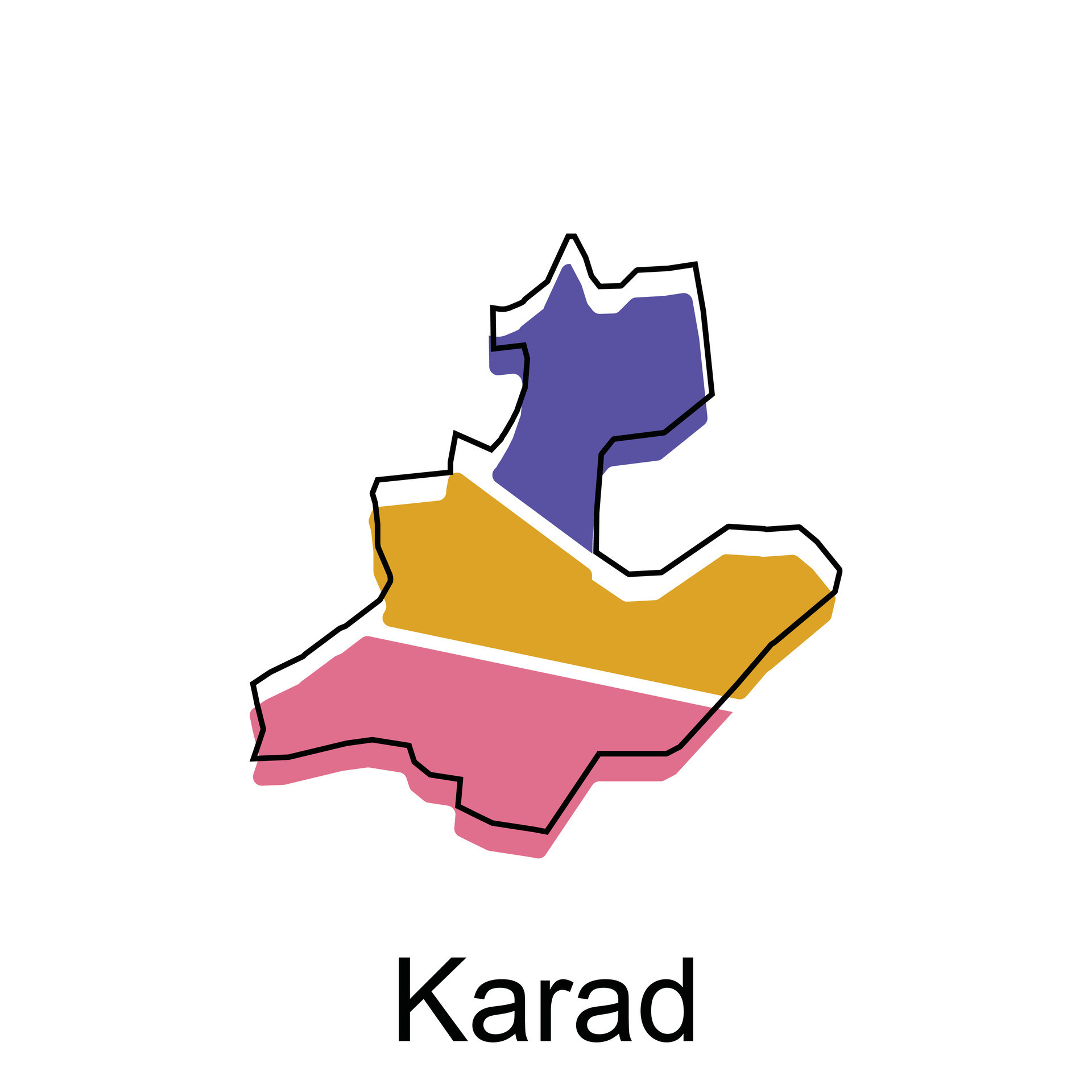Map of Karad vector template with outline, graphic sketch style