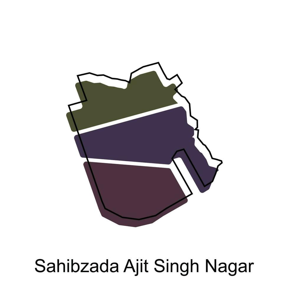 map of Sahibzada Ajit Singh Nagar City modern outline, High detailed illustration vector Design Template