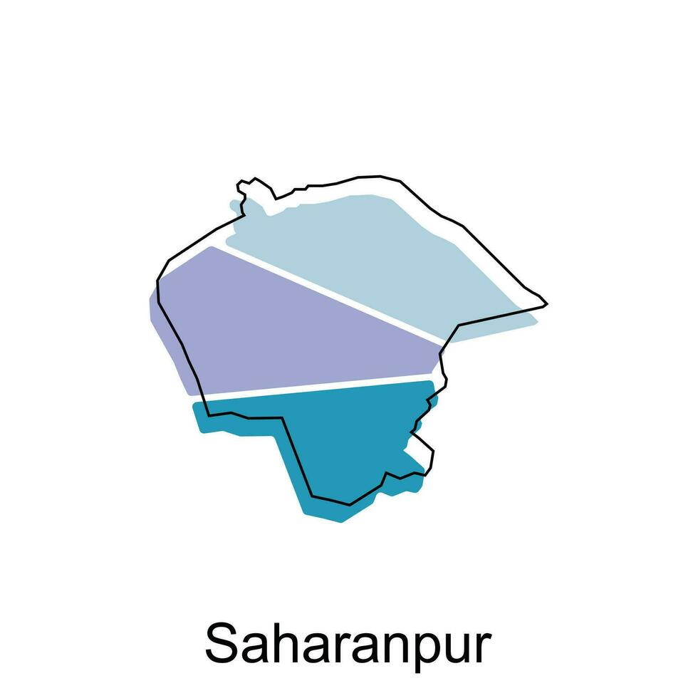 Saharanpur ciudad de India país mapa vector ilustración diseño plantilla, vector con contorno gráfico bosquejo estilo en blanco antecedentes