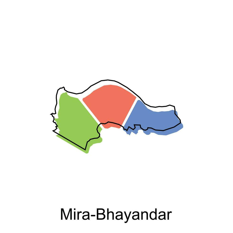 Mira Bhayandar City of India Country map vector illustration design template, vector with outline graphic sketch style on white background