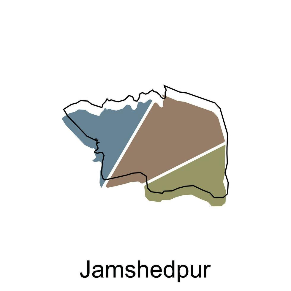 mapa de jamshedpur ciudad moderno sencillo geométrico, ilustración vector diseño modelo