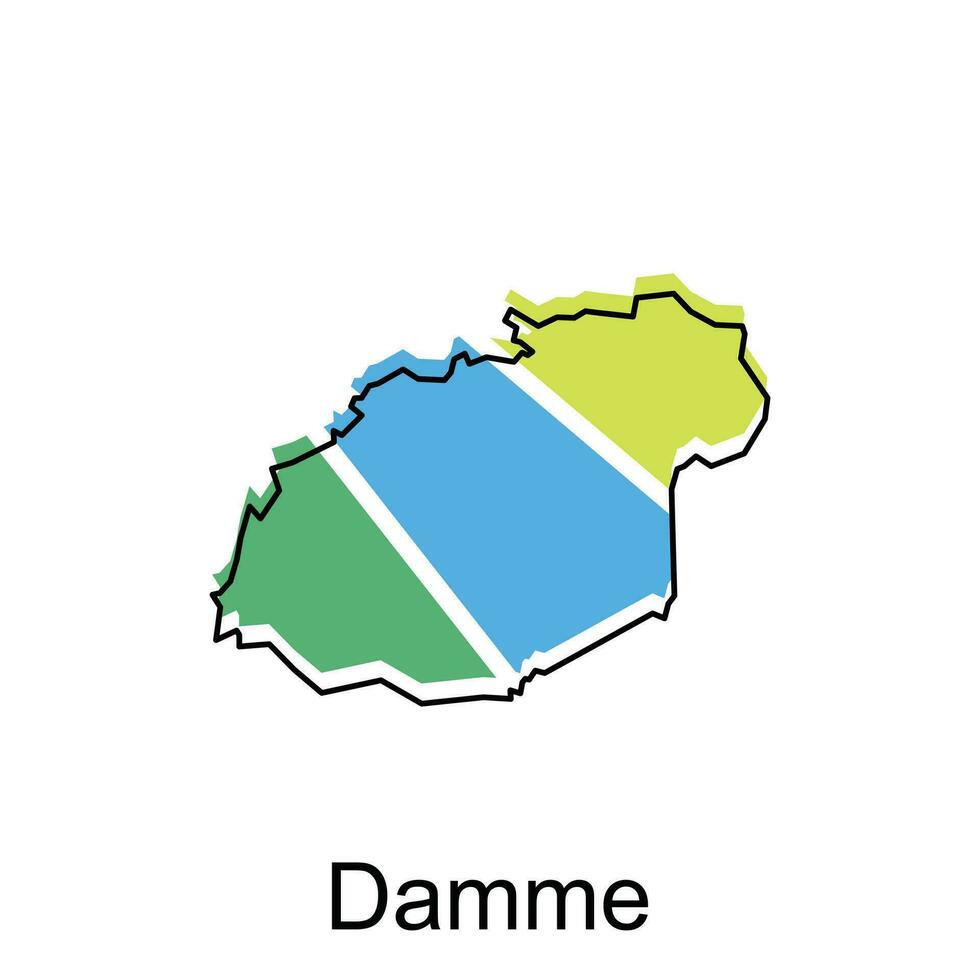 map of Damme national borders, important cities, World map country vector illustration design template