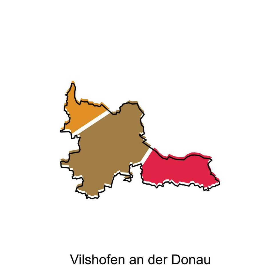 map of Vilshofen Am Der Donau geometric vector design template, national borders and important cities illustration