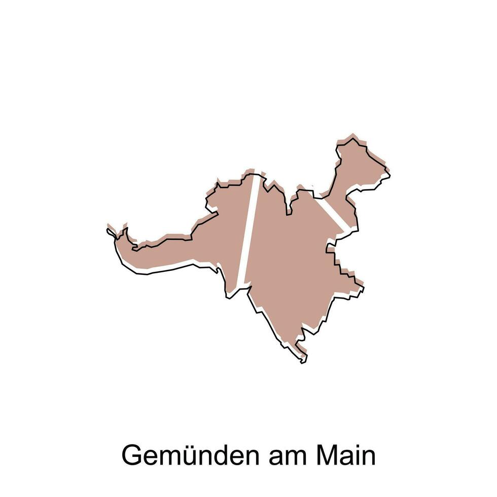map of Gemunden Am Main design template, geometric with outline illustration design vector
