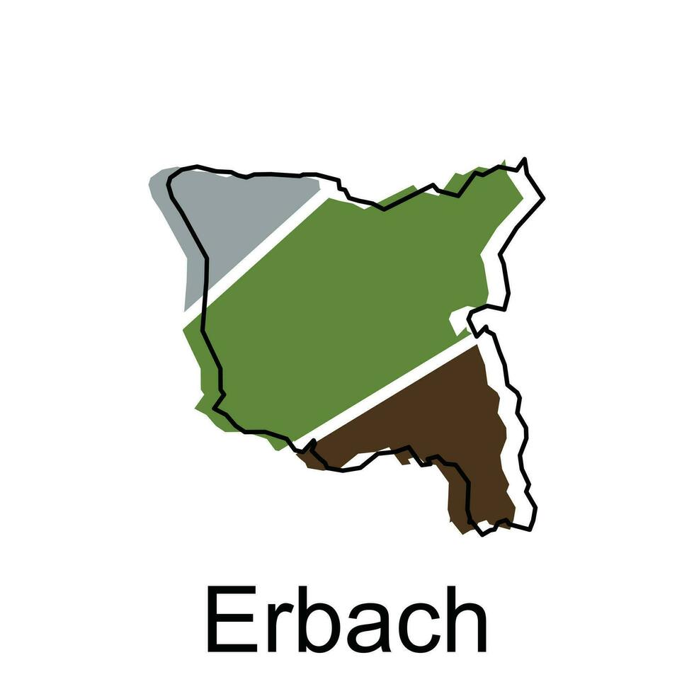 erbach ciudad de alemán mapa vector ilustración, vector modelo con contorno gráfico bosquejo estilo aislado en blanco antecedentes
