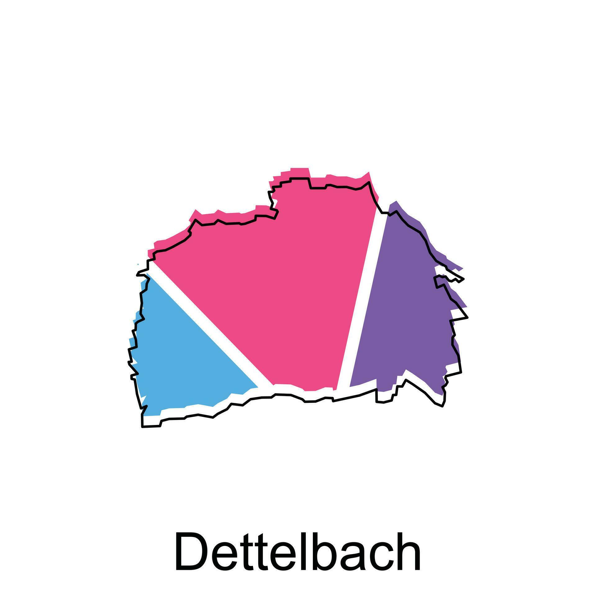 Map of Dettelbach colorful geometric outline design, World map country