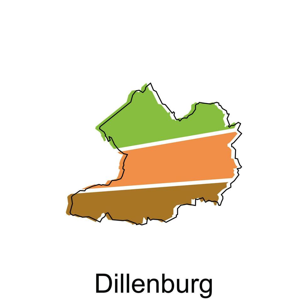 Map of Dillenburg colorful geometric outline design, World map country vector illustration template