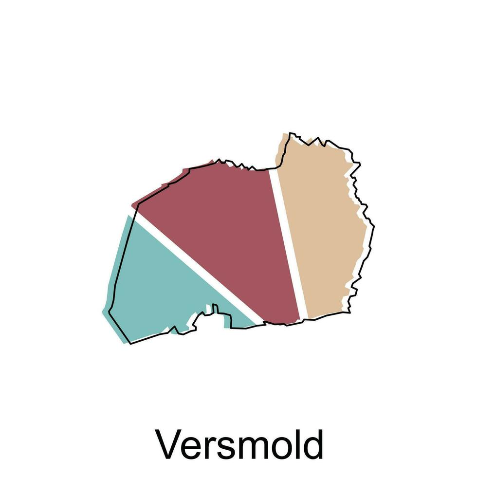 map of Versmold geometric vector design template, national borders and important cities illustration