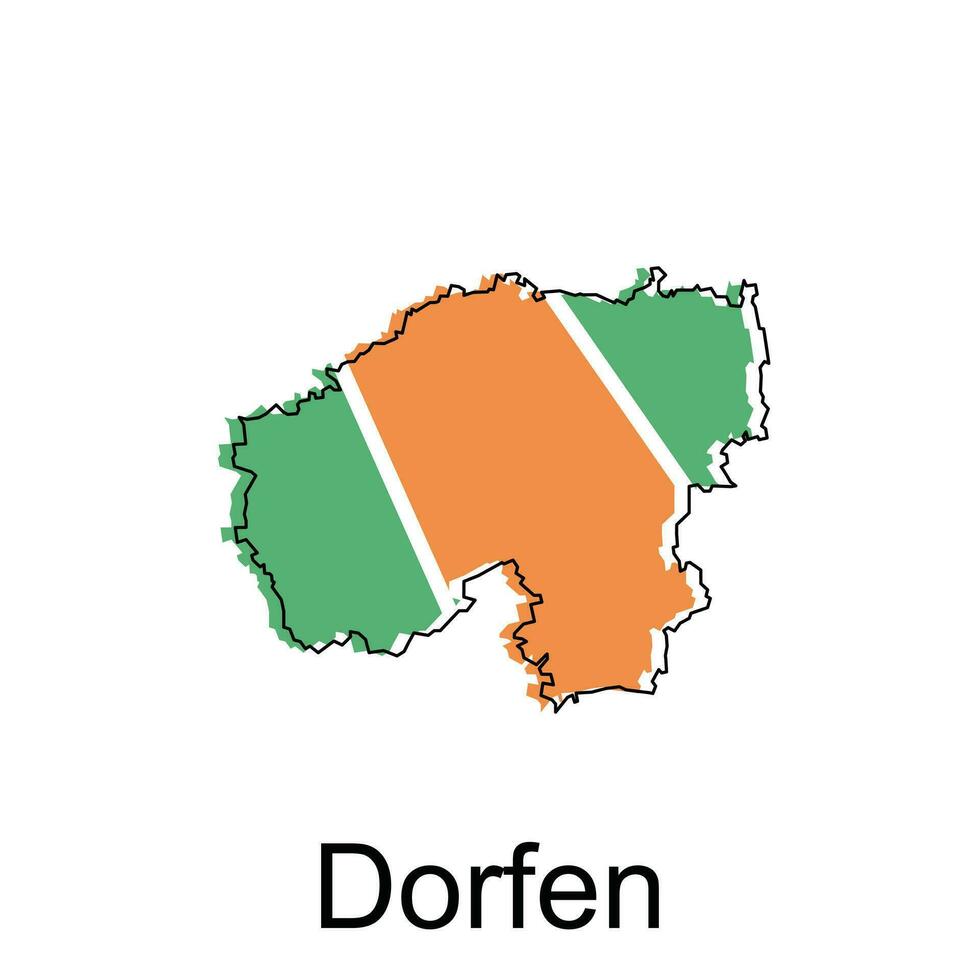 Map of Dorfen colorful geometric outline design, World map country vector illustration template