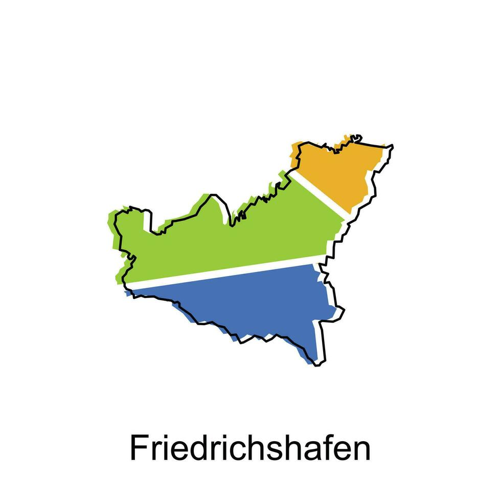 Friedrichshafen City of German map vector illustration, vector template with outline graphic sketch style isolated on white background
