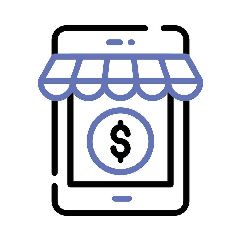 Dollar coin inside phone, A concept of m commerce icon, mobile shop vector design
