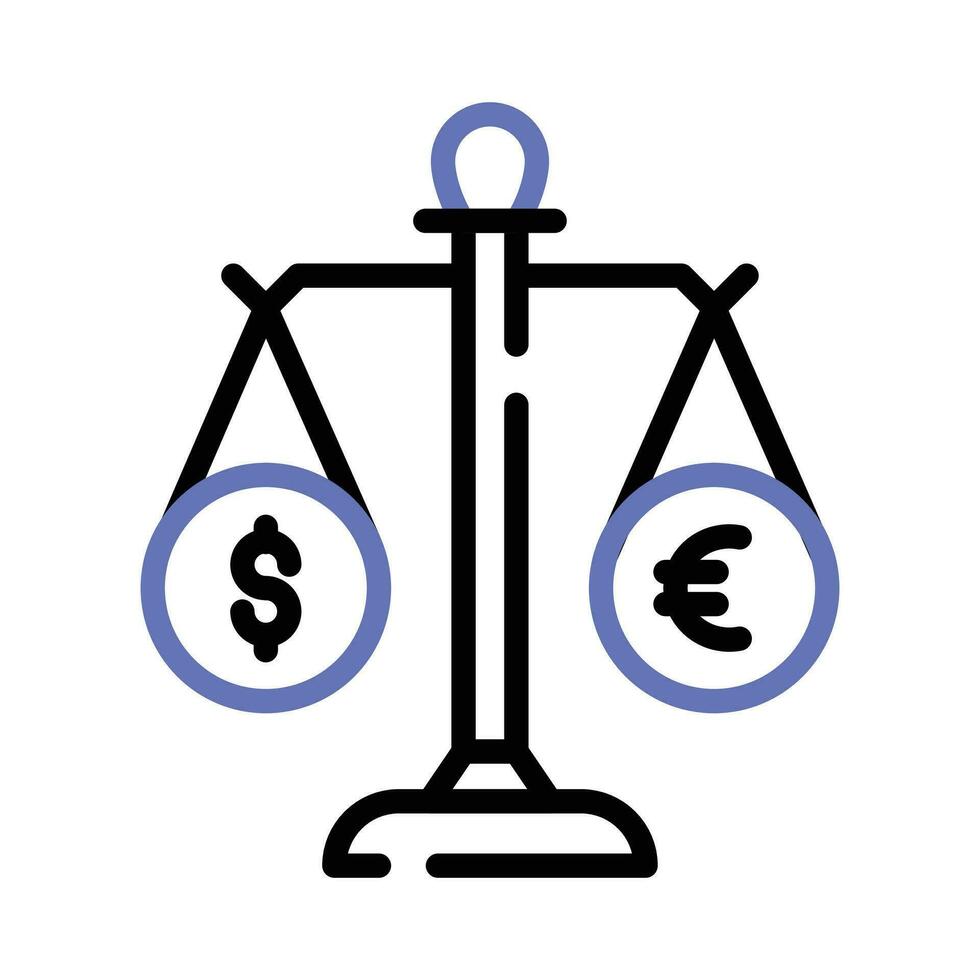 Currency with balancing scale, Trendy icon of money balance vector