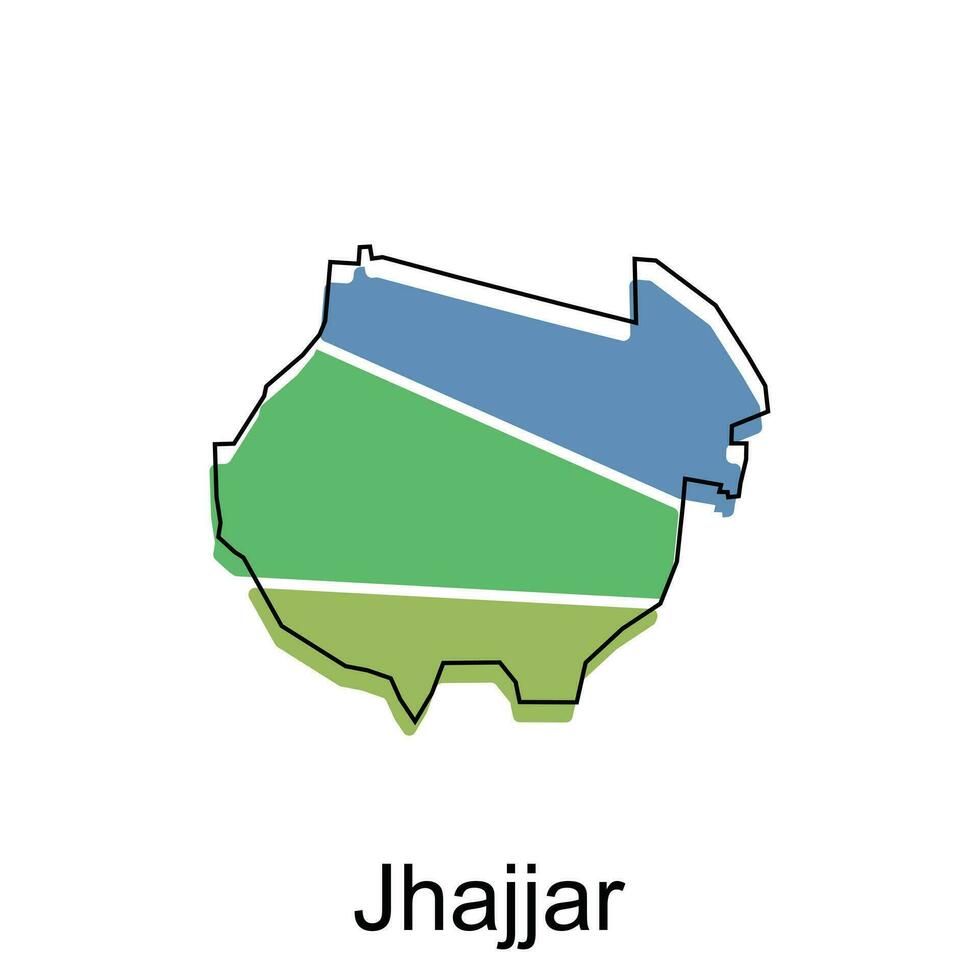 Map of Jhajjar vector template with outline, graphic sketch style isolated on white background